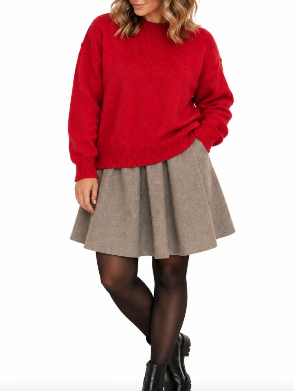NWT - Mare Mare Twofer Red Crewneck Knit Sweater/Skirt